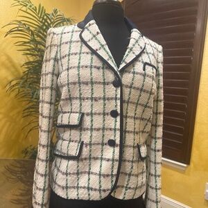 TORY BURCH POCOMO JETTY TWEED CHECK PLAID BLAZER